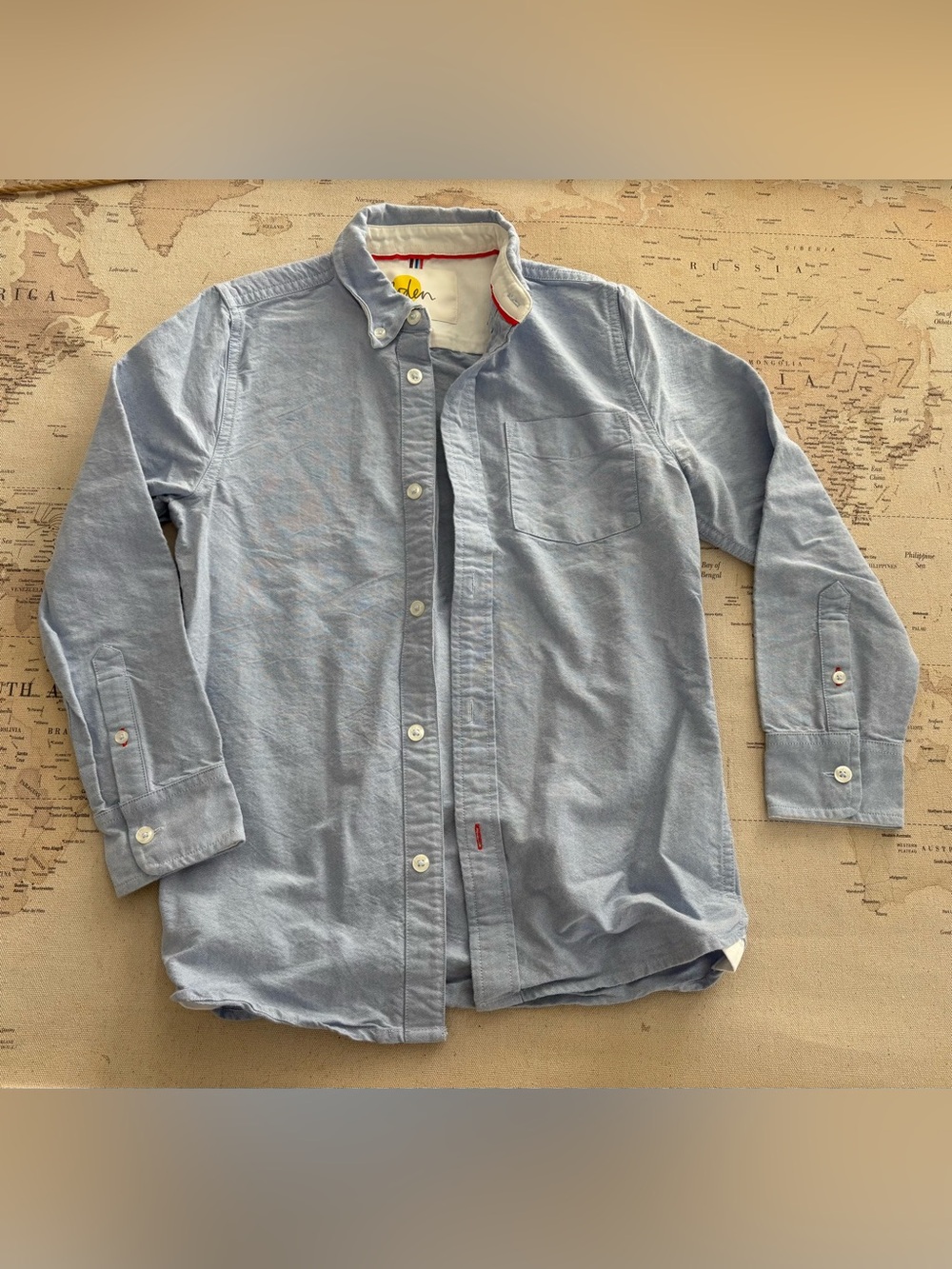 Boden Casual Dress Shirt Buttondown Blue Size 9-10Y